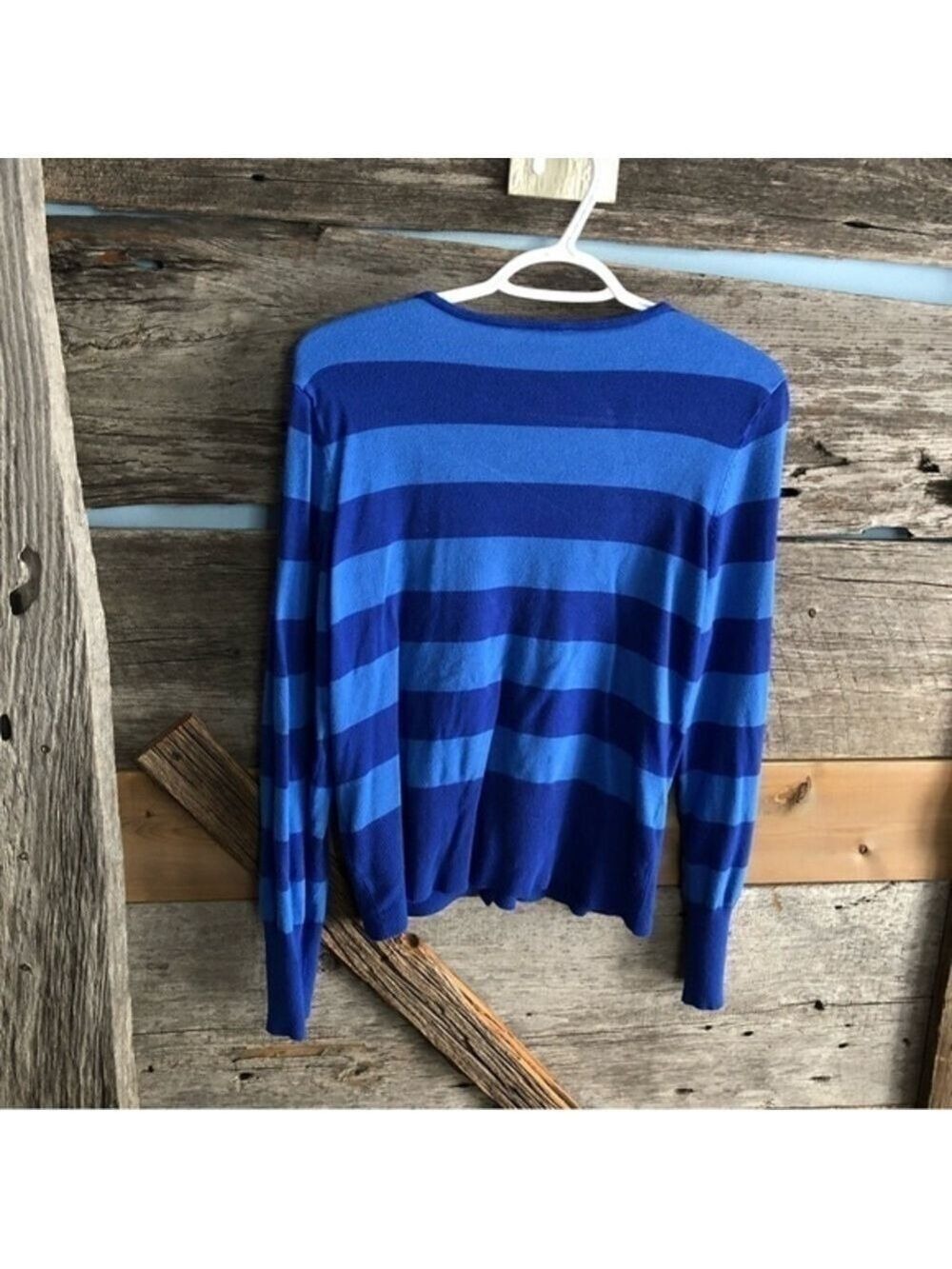 RICKI'S Size Large Blue Striped Cardigan - Picture 4 of 6